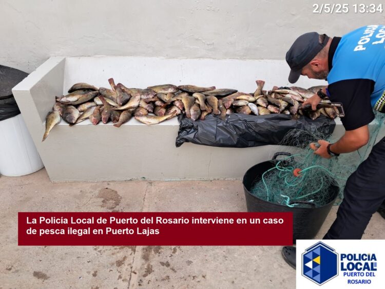La Policía Local de Puerto del Rosario interviene en un caso de pesca ilegal en Puerto Lajas