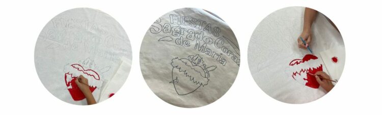 Tuineje celebra un taller creativo de banderas y bolsos en honor al Sagrado Corazón de María