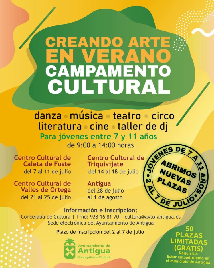 Antigua amplía edad de inscripción y plazas en los Campamentos Culturales de Verano