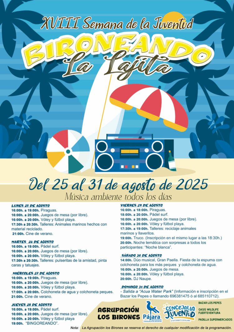 El Ayuntamiento de Pájara recupera la Semana de la Juventud Bironeando La Lajita
