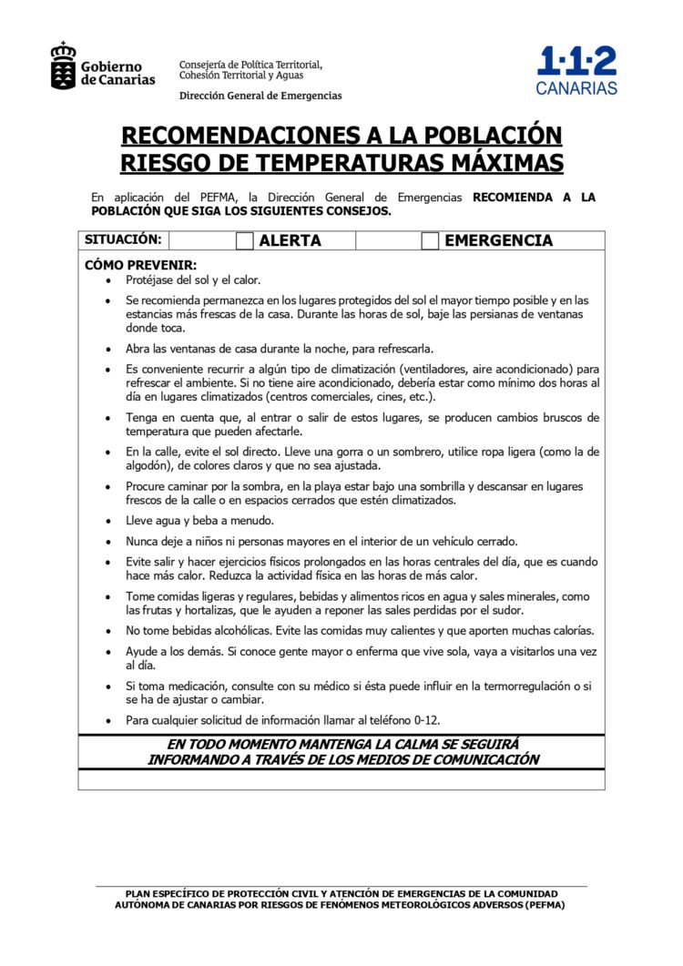 El Cabildo de Fuerteventura activa el PEIN debido a la alerta por temperaturas máximas