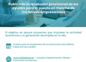 El Cabildo publica la resolución provisional de las ayudas para la puesta en marcha de iniciativas empresariales