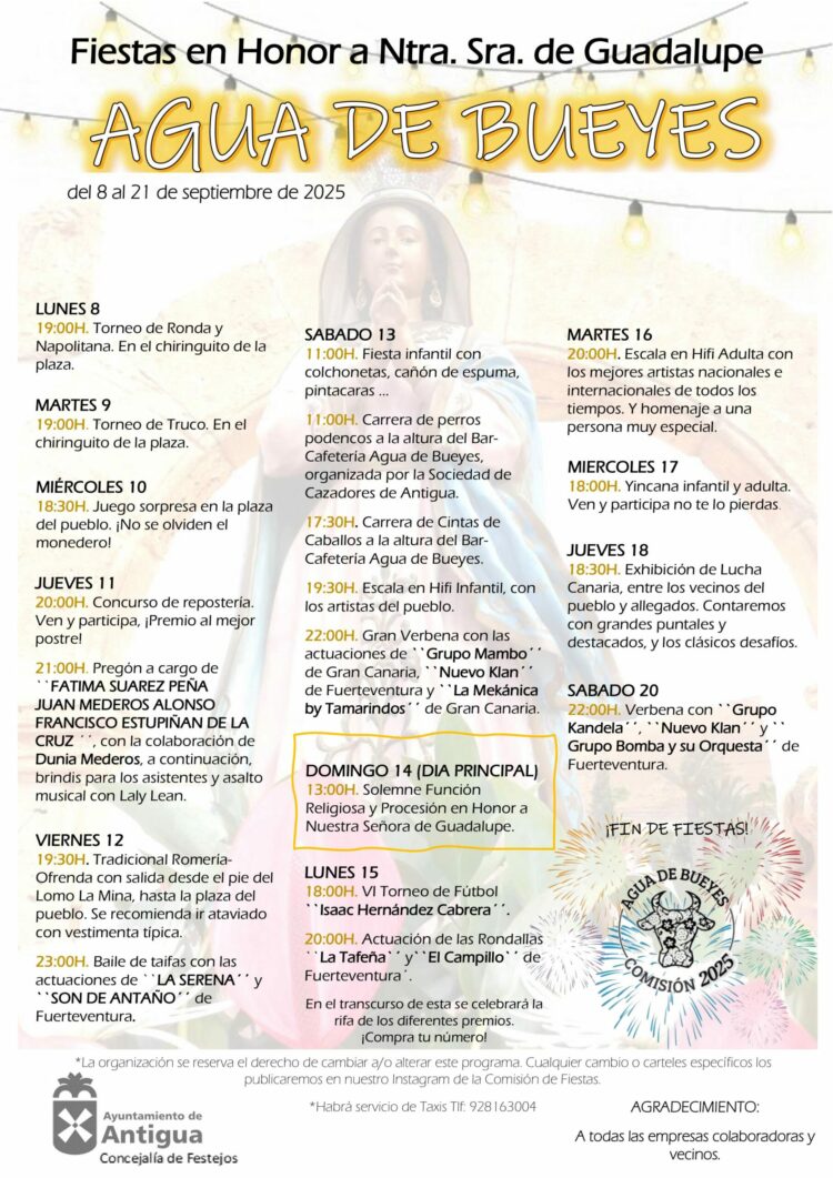 Agua de Bueyes celebra sus Fiestas con dulces postres y un pregón vecinal