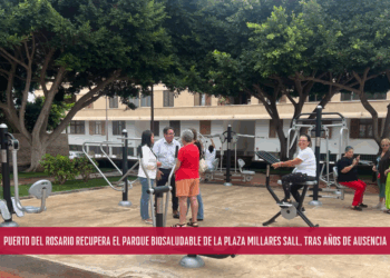 Puerto del Rosario recupera el parque biosaludable de la Plaza Millares Sall, tras años de ausencia