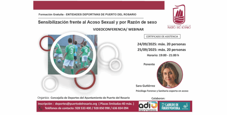 Puerto del Rosario impulsa un curso de sensibilización frente al acoso sexual y por razón de sexo en el ámbito deportivo