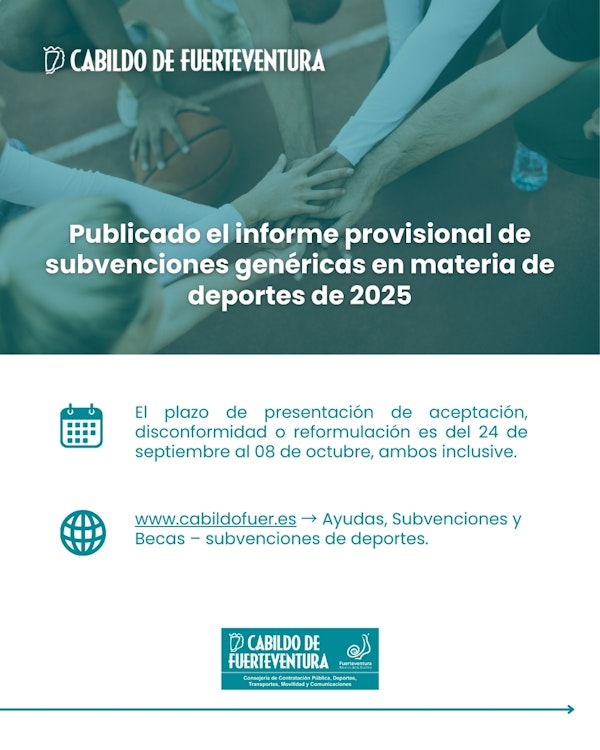 El plazo de aceptación de las subvenciones en materia deportiva finaliza este miércoles 8 de octubre