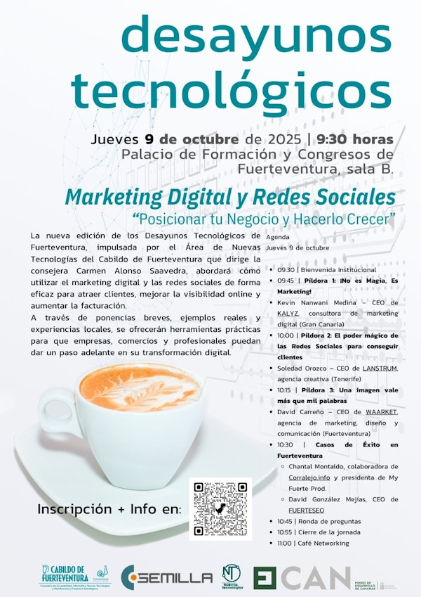 El Cabildo lanza una nueva edición de los Desayunos Tecnológicos enfocado en el marketing digital y las redes sociales