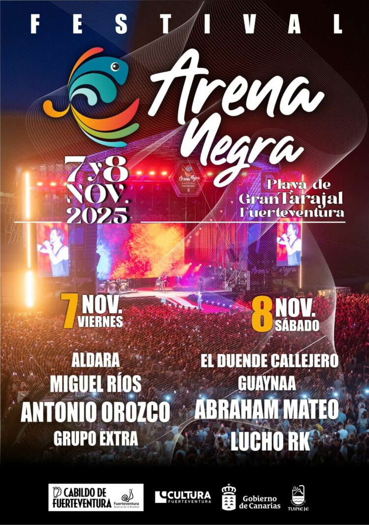 Vuelve el Festival Arena Negra el 7 y 8 de noviembre con Antonio Orozco, Abraham Mateo, Lucho RK, Miguel Ríos y otros grandes artistas