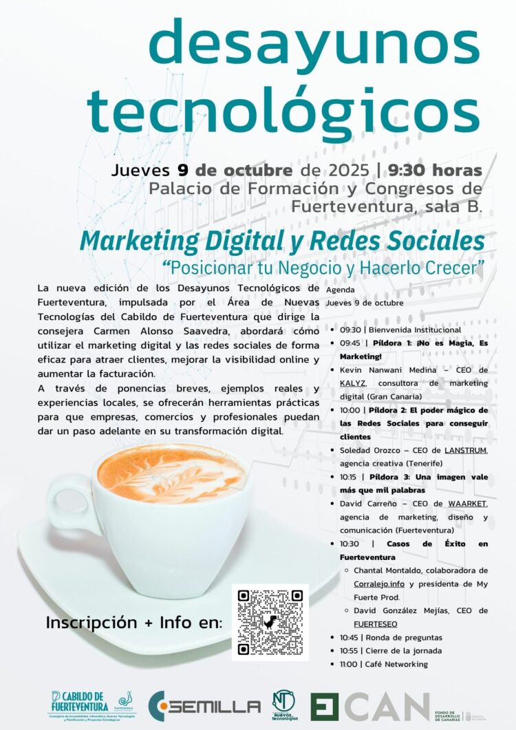 Abierto el plazo de inscripción para los próximos Desayunos Tecnológicos de Fuerteventura