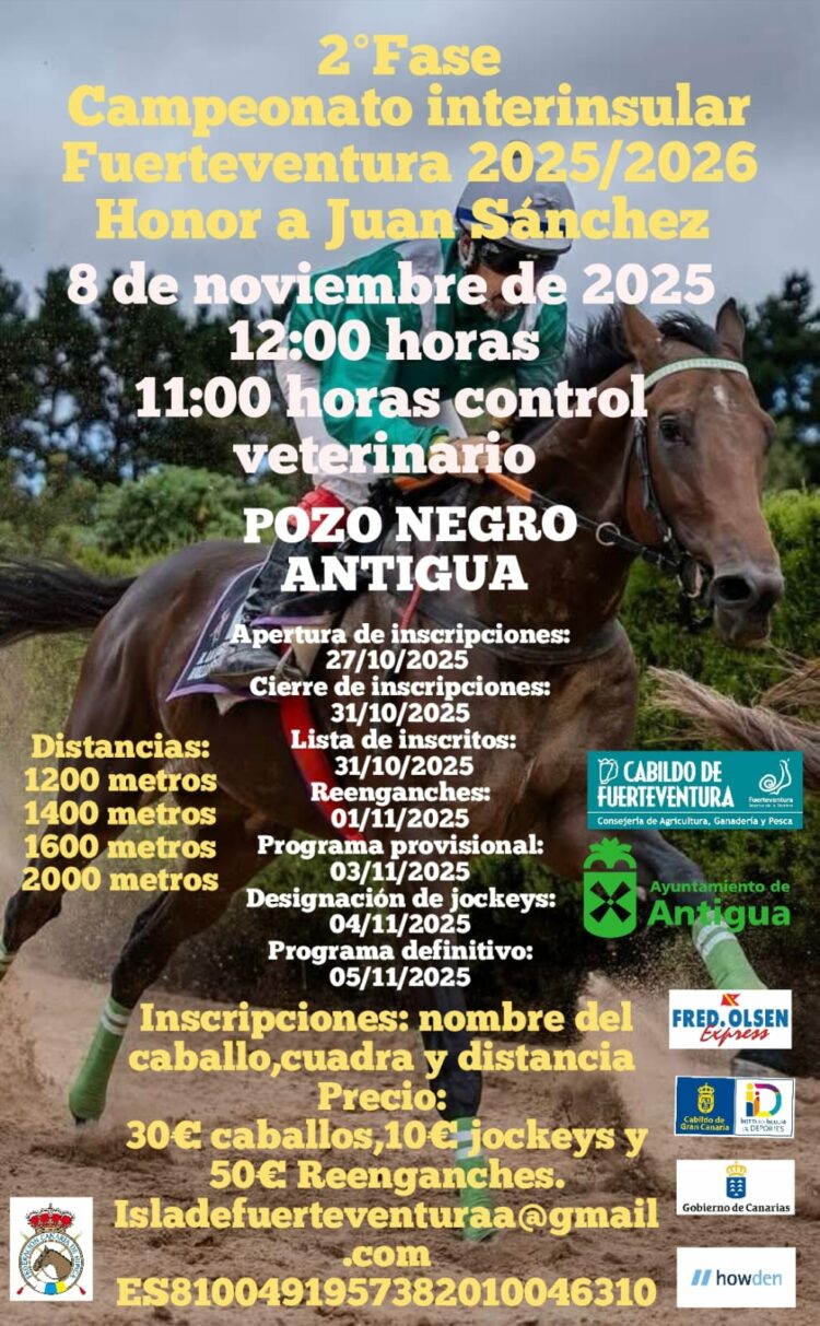 A galope en la carrera de caballos este sábado en la pista de Pozo Negro