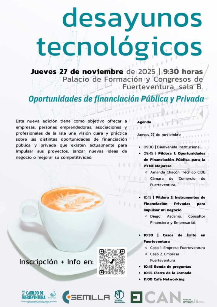 El Cabildo ofrece una nueva edición de los Desayunos Tecnológicos sobre oportunidades de financiación pública y privada