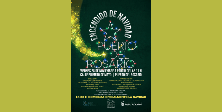 Puerto del Rosario da la bienvenida a la Navidad con un encendido lleno de magia, música y sorpresas en la calle Primero de Mayo