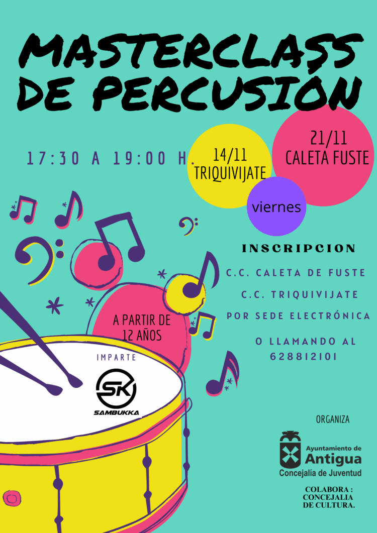 Sambukka ofrece una Masterclass de Percusión en Triquivijate y Caleta de Fuste
