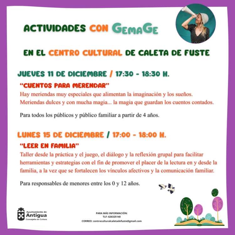 Familias y peques en Caleta de Fuste podrán disfrutar de Cuentos para Merendar con GemaGe