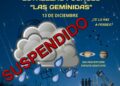 Suspendida la actividad ‘Lluvia de estrellas fugaces Las Gemínidas’ por prealerta meteorológica