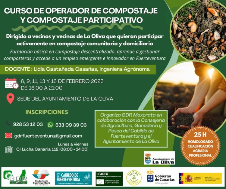 Cabildo y GDR Maxorata impulsan el curso “Operador de Compostaje y Compostaje Participativo” para apostar por la sostenibilidad
