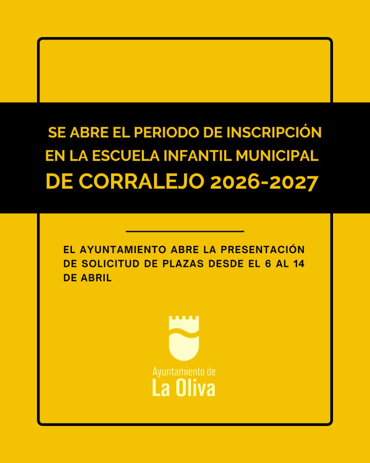 La Oliva abre el periodo de inscripción en la Escuela Infantil Municipal de Corralejo 2026/2027