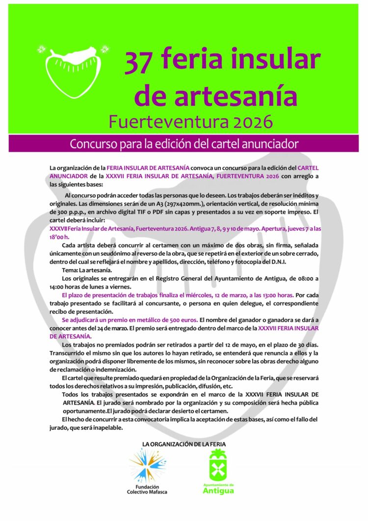 Antigua destaca arraigo e identidad de la Artesanía en el Cartel anunciador de la Feria Insular 2026