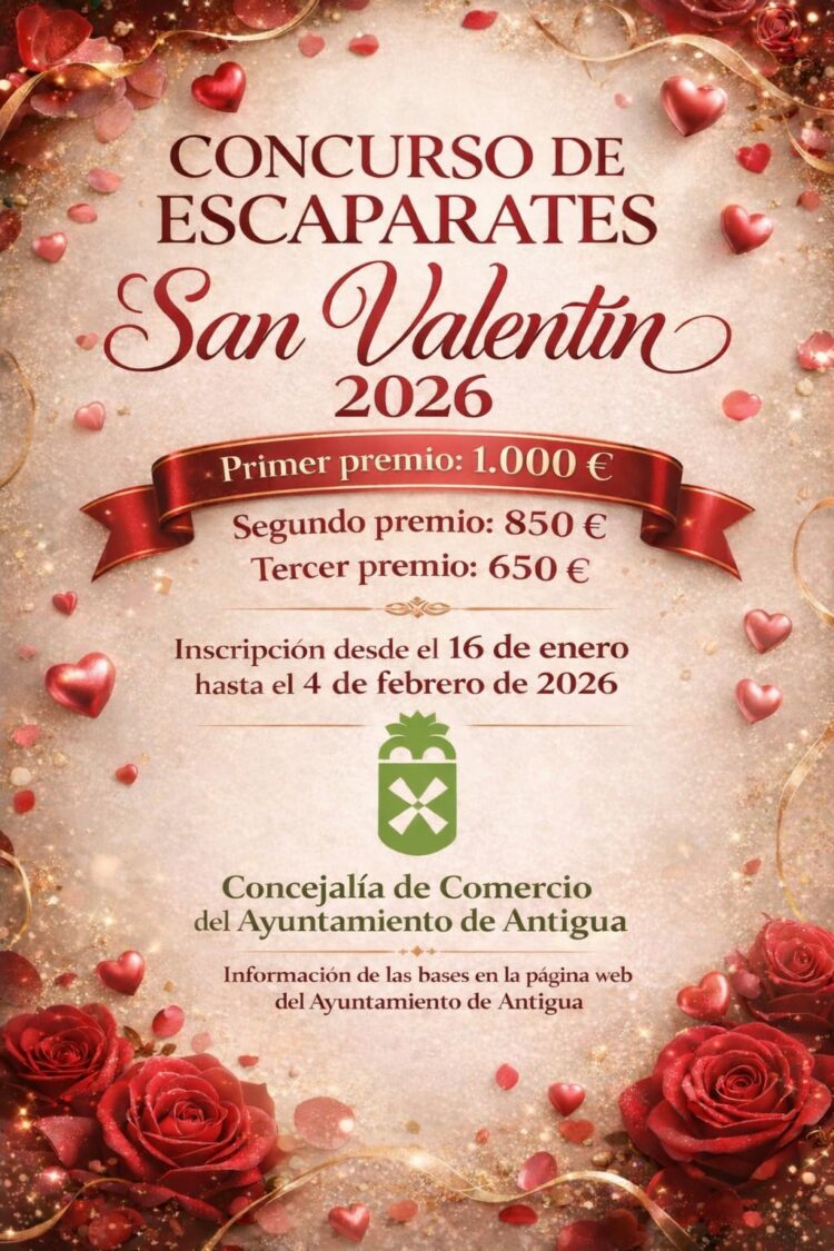 Últimos días de inscripción al Concurso de Escaparates de San Valentín Antigua 2026