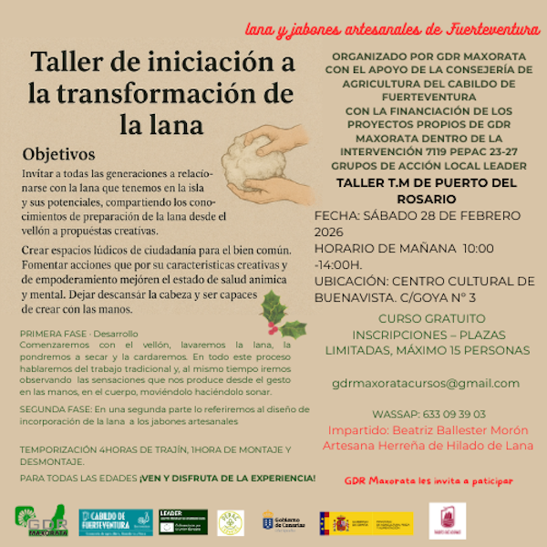 Cabildo y GDR Maxorata imparten un taller de iniciación a la transformación de la lana y jabones artesanales