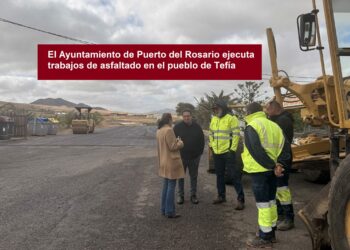 El Ayuntamiento de Puerto del Rosario ejecuta trabajos de asfaltado en el pueblo de Tefía