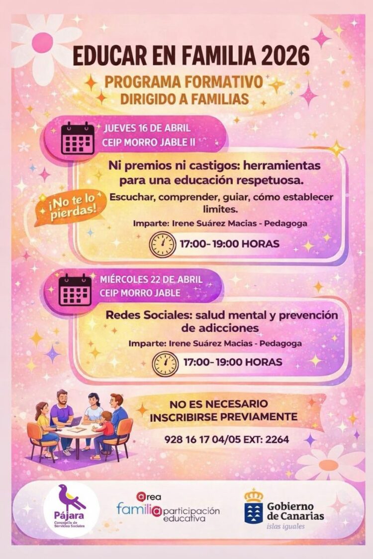 El Ayuntamiento de Pájara continúa desarrollando actividades del programa Educar en Familia 2026