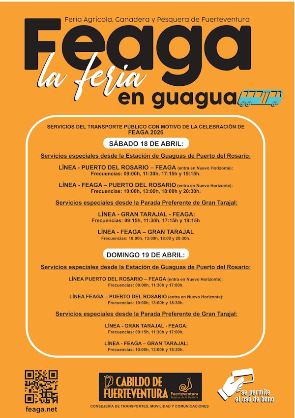 El Cabildo de Fuerteventura establece servicios especiales de guaguas con motivo de FEAGA 2026