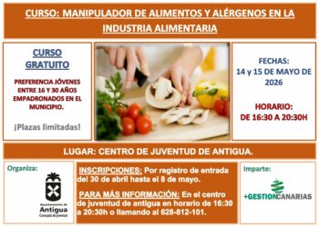 Últimos días de inscripción al curso gratuito de Manipulador de Alimentos y Alérgenos