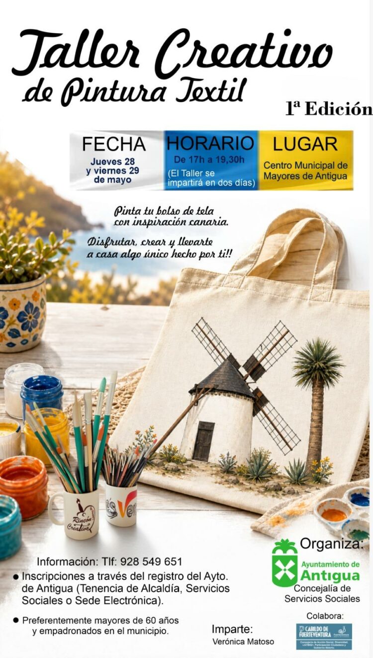 Antigua organiza un nuevo taller creativo de pintura textil