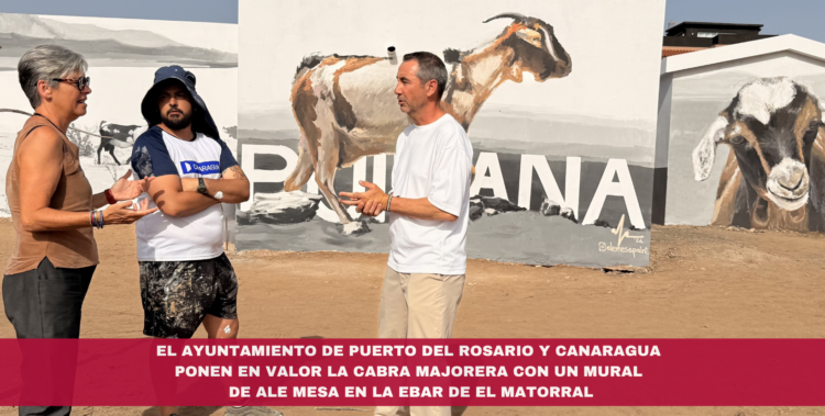 El Ayuntamiento de Puerto del Rosario y Canaragua ponen en valor la cabra majorera con un mural de Ale Mesa en la EBAR de El Matorral