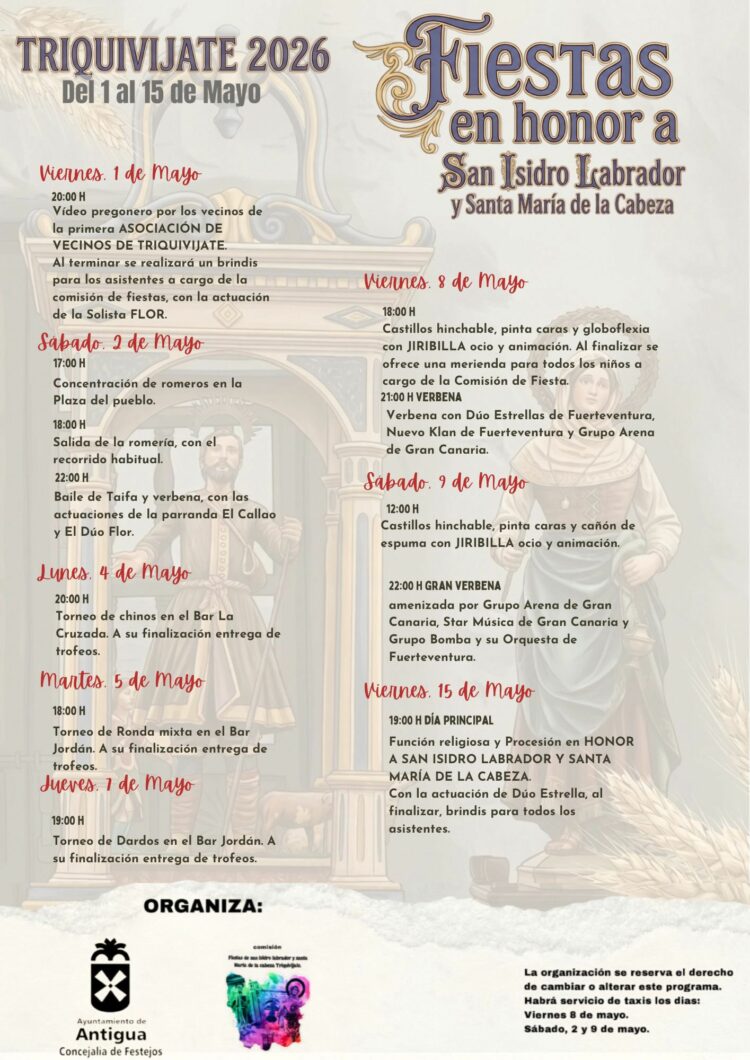 Día Principal de las Fiestas de Triquivijate en Honor a San Isidro Labrador y Santa María de la Cabeza