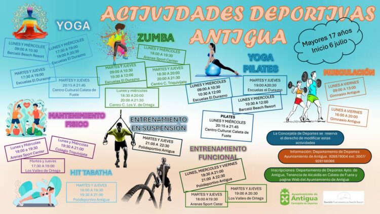 El Ayuntamiento de Antigua lanza una atractiva programación deportiva este verano