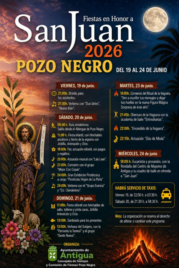 Pozo Negro celebra con música y danza sus fiestas de San Juan, del 19 al 24 de junio