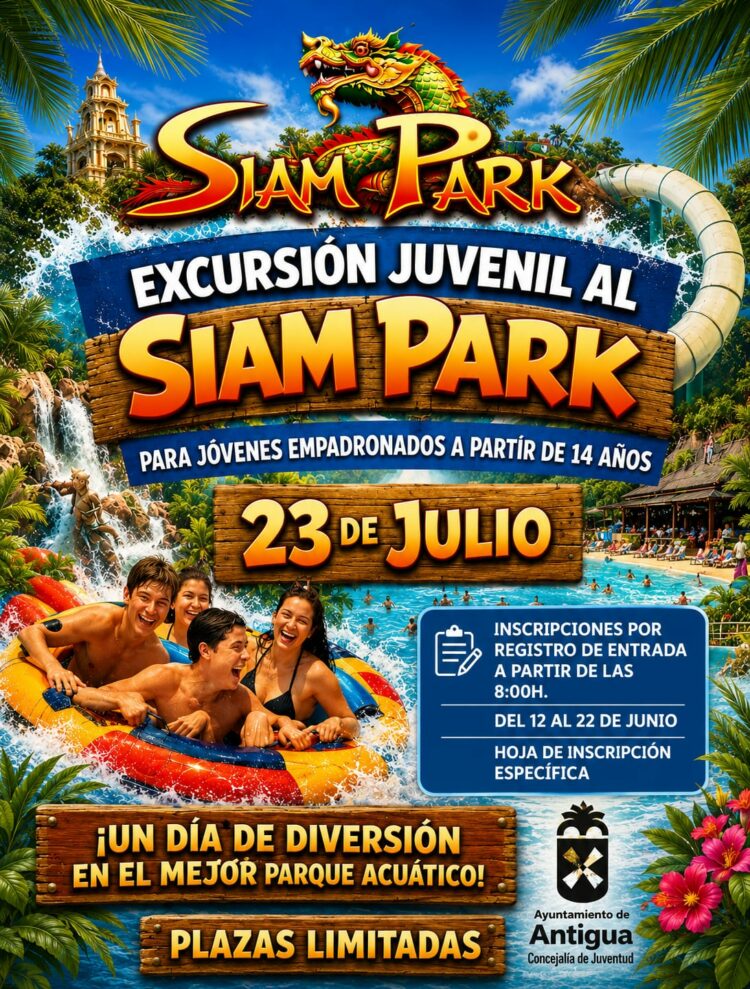 El Ayuntamiento de Antigua organiza una divertida excursión juvenil al Siam Park