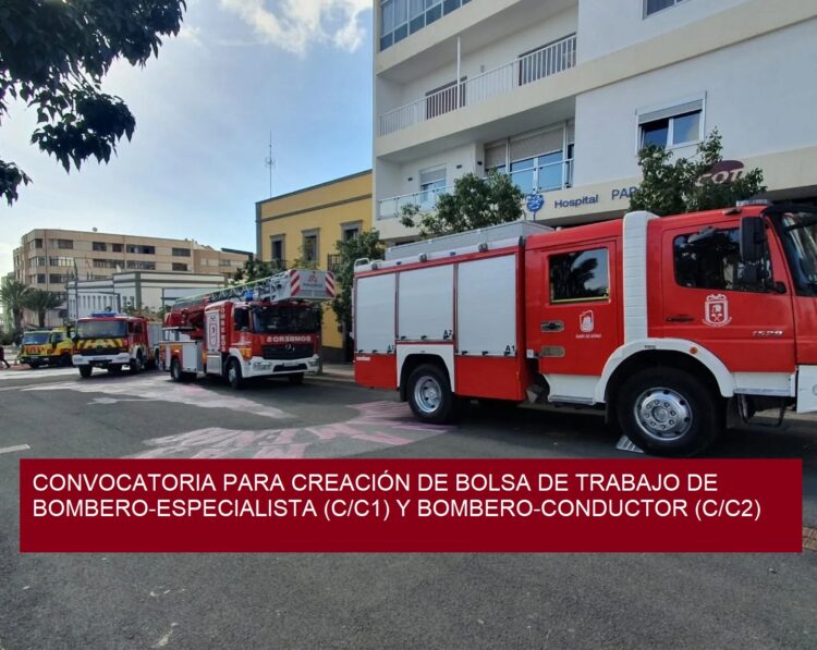 Convocatoria para creación de bolsa de trabajo de bombero-especialista y bombero-conductor
