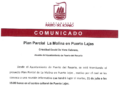 COMUNICADO PLAN PARCIAL LA MOLINA EN PUERTO LAJAS 21/07/2026 – 19 HORAS