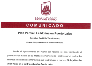 COMUNICADO PLAN PARCIAL LA MOLINA EN PUERTO LAJAS 21/07/2026 – 19 HORAS