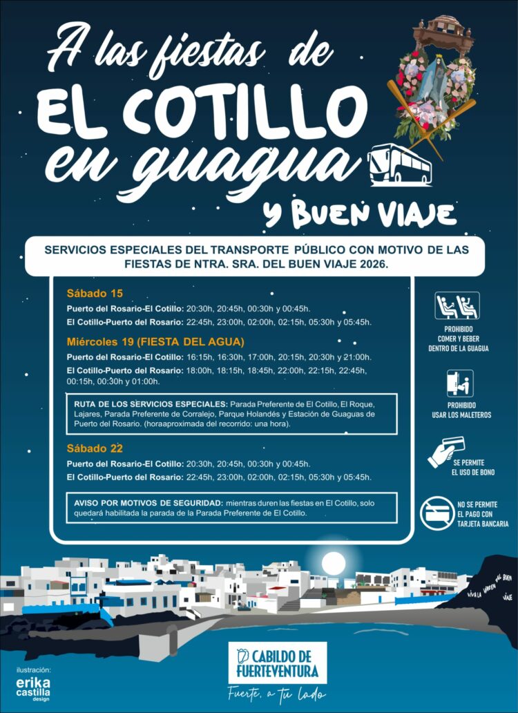 El Cabildo habilita servicios especiales de guagua con motivo de las fiestas de El Cotillo