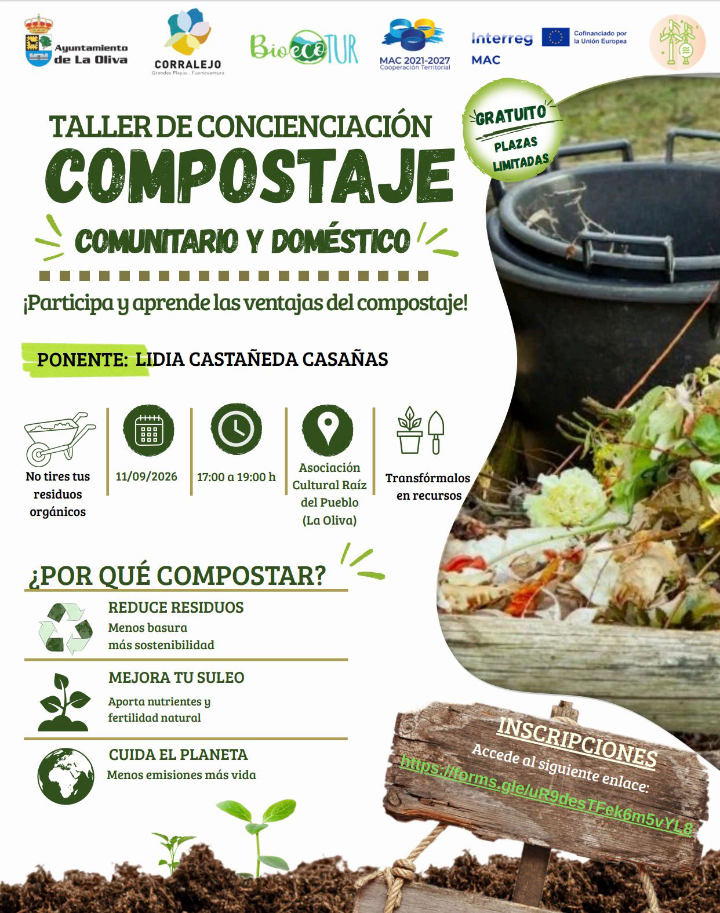 Turismo y Medio Ambiente La Oliva organiza un taller gratuito para fomentar el compostaje doméstico y comunitario